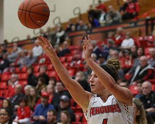 Youngstown State guard Nikki Arbanas (4) goes up for three during the second half of a NCAA Horizon League college basketball game, Saturday, Feb. 24, 2018, in Youngstown...(Nikos Frazier | The Vindicator)