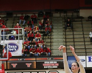 Youngstown State guard Chelsea Olson (12) goes up for three during the second half of a NCAA Horizon League college basketball game, Saturday, Feb. 24, 2018, in Youngstown...(Nikos Frazier | The Vindicator)