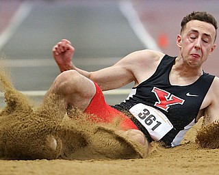 YOUNGSTOWN, OHIO - FEBRUARY 24, 2018: 2018 Horizon League Indoor Track & Field Championships-  YSU Penguins' Tim Holzapfel (361) jumps to a 5th place finish in the long jump at Watson and Tressel Training Site, YSU, Youngstown, OH.  MICHAEL G. TAYLOR | THE VINDICATOR
