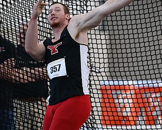 YOUNGSTOWN, OHIO - FEBRUARY 24, 2018: 2018 Horizon League Indoor Track & Field Championships-  YSU Penguins' Ryan Booth (357) throws in the weight throw at Watson and Tressel Training Site, YSU, Youngstown, OH.  MICHAEL G. TAYLOR | THE VINDICATOR