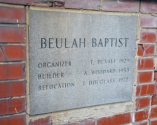 Scott Williams - The Vindicator - The cornerstone of Beulah Baptist Church, located at 570 Sherwood Avenue in Youngstown.