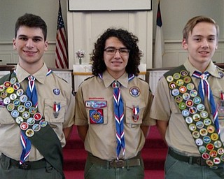 Neighbors | Submitted .Boy Scout Troop 9002 celebebrated three members achieving the rank of Eage Scout. Pictured are, Victor Di Tommaso, Diego Calderon and Joshua Porter.