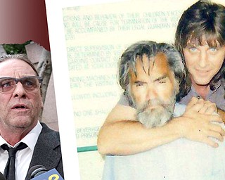 Columbiana County native Michael Channels is awaiting a ruling in Los Angeles Superior Court, having staked claims to collect Charles Manson’s body after he died Nov. 19, 2017 and take control of any assets. Channels has been a pen pal and claims to have his last will. Manson orchestrated the 1969 killings of pregnant actress Sharon Tate and eight others. Top photo shows Channels with Manson in 2002.

Associated Press, contributed photo