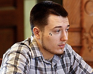 Austin Burke in Trumbull County Common Pleas Court during his aggravated-murder trial. Police accuse him of killing Brandon Sample, 22, in 2017.