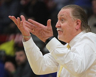 William D. Lewis The Vindicator  Valley's coach Dolf Carroll during 3-6-18 action in Struthers.