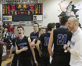 William D. Lewis The Vindicator Lakeview players celebrate after defeating Poland 3-7-18  at Boardman.