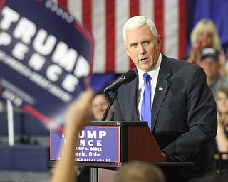Governor Mike Pence at a rally in Leetonia, Ohio on September 28, 2016.

William D. Leiws - The Vindicator.  