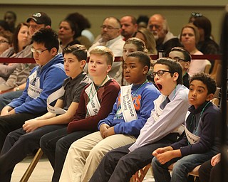             ROBERT  K. YOSAY | THE VINDICATOR..The 85th Spellling Bee at YSU and Kilcawley Center - 44 spellers came  down to  Mackenzie Sambroak 5th grader from Roosevelt Elementary in McDonald...Spellers wait for the bee beginning