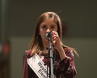             ROBERT  K. YOSAY | THE VINDICATOR..The 85th Spellling Bee at YSU and Kilcawley Center - 44 spellers came  down to  Mackenzie Sambroak 5th grader from Roosevelt Elementary in McDonald...Western Reserve Elementary Haylee Fellows 5th grade..