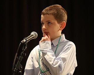             ROBERT  K. YOSAY | THE VINDICATOR..The 85th Spellling Bee at YSU and Kilcawley Center - 44 spellers came  down to  Mackenzie Sambroak 5th grader from Roosevelt Elementary in McDonald...Hubbard Elementary Luke Wack contemplates his word ... 4th grade