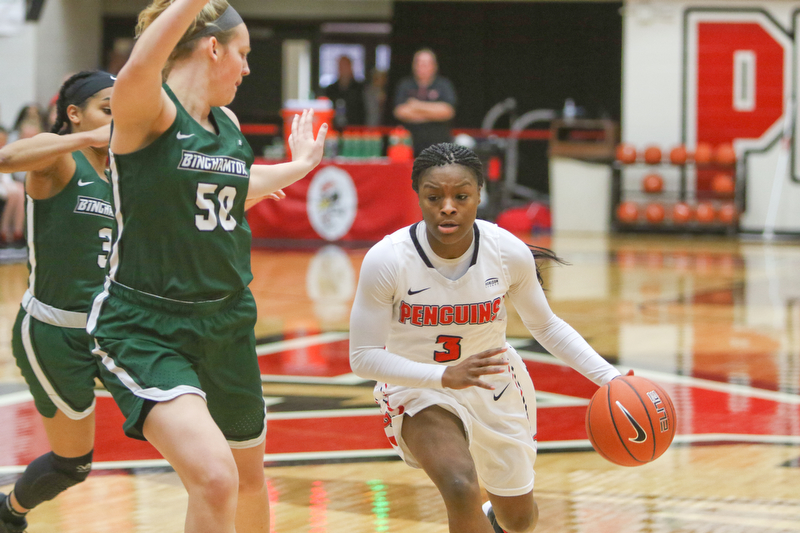  ROBERT K.YOSAY  | THE VINDICATOR..YSU Women went down to defeat against Binghamton 70-59  but not without a fight- The Penguins led by at least 10 at some point in the first half..-30-