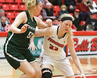  ROBERT K.YOSAY  | THE VINDICATOR..YSU Women went down to defeat against Binghamton 70-59  but not without a fight- The Penguins led by at least 10 at some point in the first half..-30-