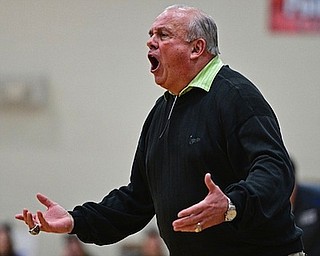 Columbiana girls basketball coach Ron Moschella shouts instructions during a January 2017 game in Lisbon. Moschella won’t return for a seventh season as the Clippers coach. 