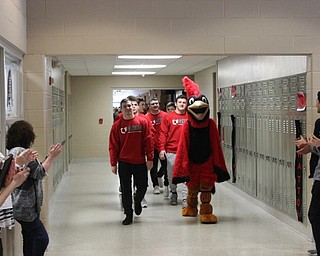 Neighbors | Abby Slanker.In keeping with Canfield High School tradition, the seven members of the wrestling team who qualified for the 2018 OHSAA State Wrestling Tournament were honored by and wished good luck by their classmates, faculty, staff and family members at a walk through prior to competing in the tournament in Columbus on March 7.