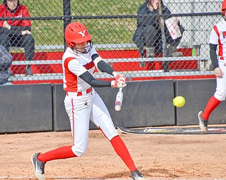 Lexi Zappitelli, #23, gets a hold of one and earns herself a base during game two against Indiana University-Purdue University Indianapolis March 24, 2018 at the Covelli Sports Complex at Youngstown State University.

Photo by Scott Williams - The Vindicator