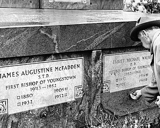 Name plate in place, after internment next to Bishop McFadden.

Photo taken March 23, 1968.

Photo by Paul R. Schell.