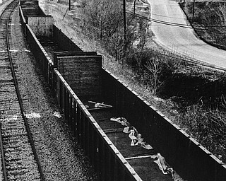 Railroad cars off South Avenue - This view is east of South Avenue Bridge...No date...Photo by Edward A. Shuba.