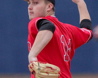 William D. Lewis The Vindicator YSU pitcher Greg Dunham(14) delivers during 3-30-18 game with UIC at Eastwood.