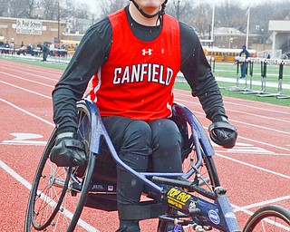 Canfield's Jake Hostedler competes in the 100 meter dash in Salem on March 29, 2018.

Photo by Scott Williams - The Vindicator