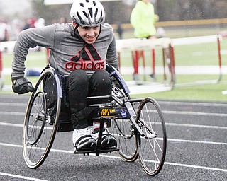 William D. Lewis The Vindicator   Micah Beckwith, Boardman 9th grader competes in track from a wheel chair.