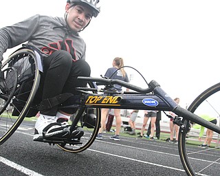 William D. Lewis The Vindicator   Micah Beckwith, Boardman 9th grader competes in track from a wheel chair.