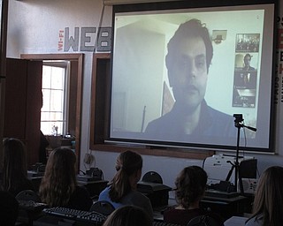 Neighbors | Zack Shively.The video conference between Poland Middle School and the Shanti Bhavan school was set up by Ravi Hutheesing, a speaker and partner with the Shanti Bhavan Children’s Project. Hutheesing, pictured on screen, and the school counselors Mary Jo Rowan and Laura Mechling organized the event between the schools after the counselors met Hutheesing at a conference.