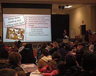 Neighbors | Zack Shively.Instructional teachers Stephanie Cuddy and Patricia Manning gave a presentation to the families at the Kindergarten Kickoff to introduce themselves and give ways to help the children get ready for kindergarten.