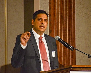 Krish Mohip, Youngstown City Schools CEO, addresses guests at the Youngstown/Warren Regional Chamber of Commerce's "Good Morning, Youngstown" breakfast at Stambaugh Auditorium on Friday, April 6, 2018.

Photo by Scott Williams - The Vindicator