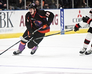 William D. Lewis The Vindicator PhantomsJack Malone(18) and Steel's Nick Abruzze(6)) go for the puck during 1rst period action 4-6-18 at Covelli.