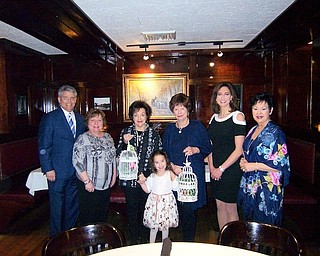 Angels of Easter Seals Spring Fashion Show and Luncheon is set for May 10 at Mr. Anthony’s Banquet Center in Boardman. Above from left, are Stan Boney, emcee; Georgeann Buonpane, Angels president; Joan Zarlenga, Kosar; Leslie Barrett, WFMJ-TV 21; and Judy Conti, fashion director for the event. In front is Mariana Rosado of Youngstown, child ambassador.
