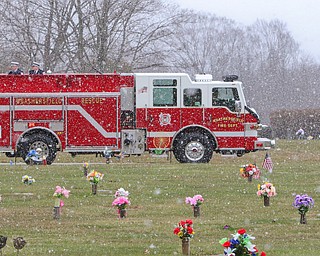  ROBERT K.YOSAY  | THE VINDICATOR.. over 150 cars were in the procession which the firetruck carried the body of chief randall pugh - the procession went south on 46 from mineral ridge to Greenhaven funeral home in canfield.funeral of Weathersfield Township Fire Chief Randall Pugh, who died April 2..-30-