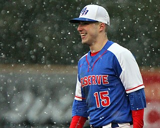 William D. Lewis The Vindicator Western ReserveGarrett Mihalick(15.0during snowy 4-9-18 game at Cene with Lowellville.