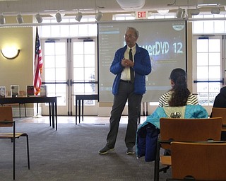 Neighbors | Zack Shively.Jesse McClain, a Holocaust Educational Specialist with the Youngstown Area Jewish Federation, spoke at the Poland library on March 7 about the Holocaust. He talked about different myths and facts about the historic event.