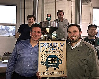 Neighbors | Submitted .Local scouts have partnered with Bent Tree Coffee Roasters for their annual fundraiser. Pictured in the front row are, .Scout Executive/CEO Patrick Scherer and District Director Wayne Nieman, of the Great Trail Council Boy Scouts of America. In the back row are Bent Tree Coffee Roasters General Manager Mike Nold and co-owners Ryan Brannon and Mike Mistur.