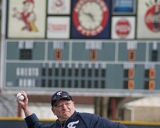 Wally Ford throws out first ball at new Fitch baseball facility 4-12-18.

William D. Lewis - The Vindicator