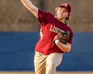 Liberty pitcher Alex Hlaudy fires a pitch during their game against Girard on Friday night at Eastwood Field. Girard won the game 10-1.

THE VINDICATOR | DIANNA OATRIDGE