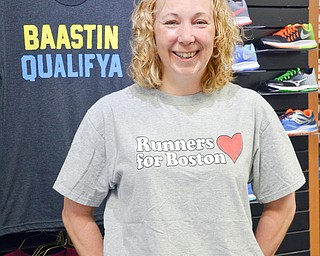 Becky Rudzik, from Poland, is competing in the 122nd Boston Marathon on Monday, April 16, 2018.

Photo by Scott Williams - The Vindicator