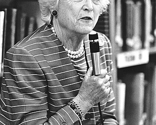 Second Lady of the United States, Barbara Bush, breezed through Youngstown on Thursday, April 21, 1988, stopping briefly to visit a sixth-grade class at West Elementary and officials of the Mahoning Valley Literacy Commission.  

Photo taken April 21, 1988.  

Story published April 22, 1988. 

 Photo also published on February 7, 1993.  

Photo by Choo H. Ng - The Vindicator .