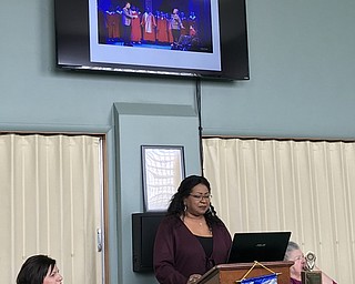 Struthers Rotary Club recently welcomed Rachell Joy, above, trustee of Top Hat Productions, as guest speaker for its March meeting. Joy is a performer, resident designer and makeup artist for Top Hat Productions. Joy was awarded the 2009 Positive Image Award by the North Eastern Ohio Education Association, and received the “Presidential Lifetime Achievement Award for Volunteer Service” issued by former President Barack Obama in 2015. Top Hat is operated by volunteers to help children with special needs and entertainment interest gain experience in all aspects of staging a production. The organization is seeking both volunteers and performers to assist its shows and programs. For information, visit www.tophatproductions.org.