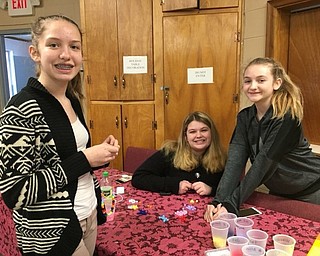 Neighbors | Submitted .Columbiana Scout Troop 80191 Cadettes Brileigh Kocanjer, Chelsee Chaffee and Alyson Smith volunteered to help lead small groups during Start With Hello Project anti-bullying exercises in which three area Girl Scout Troops took part.