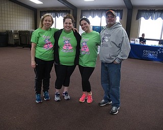 Neighbors | Zack Shively.Jessica Giancola created a 5k and mile run/walk event at Austintown Township Park on April 14 to benefit the Crohn’s and Colitis Foundation. Pictured, from left, are those who helped create the event, Cathy Angela, Jessica and Michael Giancola.
