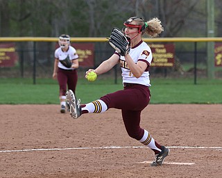 South Range pitcher Bree Kohler (17) prepares for a pitch during Friday afternoons game against Girard at South Range.  Dustin Livesay  |  The Vindicator  4/27/17 South Range High School.