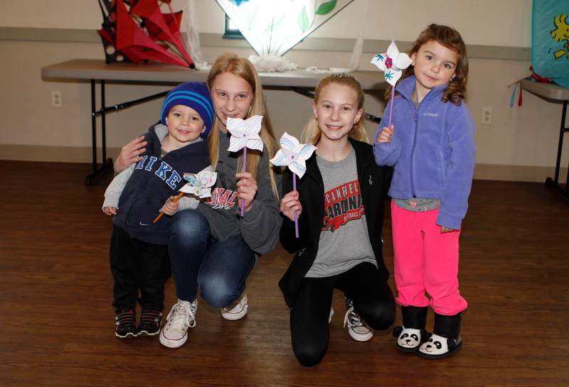 L-R) Cousins, Daniel Miller(2) , Carlie Harmon (13), Kaylie Harmon (11), and Ella Miller (4) made pinwheels during the Kite Festiival at the Mill Creek Metro Parks Farm in Canfield on Saturday morning.  

4/28/18

Dustin Livesay  |  The Vindicator  

Mill Creek Park