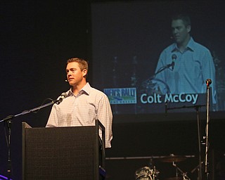 Washington Redskins quarterback, Colt McCoy, is the keynote speaker of the "Men's Rally in the Valley" at the Covelli Centre in Youngstown on Saturday morning. 

- Youngstown -

Photo taken April 28, 2018.

Dustin Livesay  |  The Vindicator