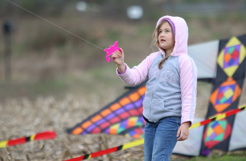 Autumn Blackburn (7) of Youngstown flies her kite during the Kite Festiival at the Mill Creek Metro Parks Farm in Canfield on Saturday morning.  

4/28/18

Dustin Livesay  |  The Vindicator  

Mill Creek Park