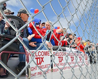 Attendees of a rally to Keep TJX in the Mahoning Valley showed their support with balloons and signs, cheering on the speakers on Sunday, April 29, 2018 at the Lordstown High School track.  

Photo by Scott R. Williams - The Vindicator