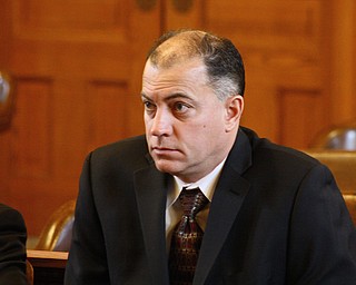Scott Shaffer sits in the the courtroom waiting for a hearing to begin March 20, 2017, in the Niles public corruption case against him, Ralph Infante Jr. and Judy Infante.