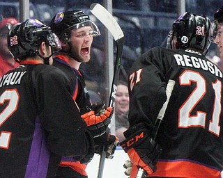 William D. Lewis The Vindicator Phantoms( Chase Grescock(19) reacts after scoring during 2nd period action 5-5-18 at Covelli..