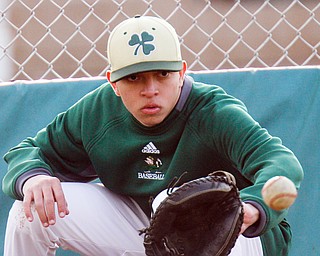 William D. Lewis the vindicator Ursuline's Hector Rosa during4-2-18 game at Cene.