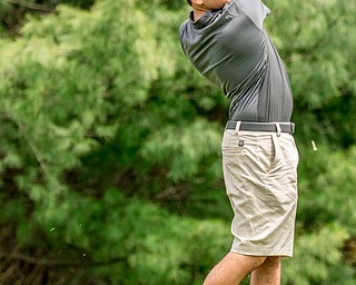 THE VINDICATOR | DIANNA OATRIDGEÊ Alex Rapp, 17, of Poland, hits his second shot on Hole No. 3 at Pine Lakes Golf Club during the first qualifying round of the Greatest Golfer of the Valley competition on Sunday..